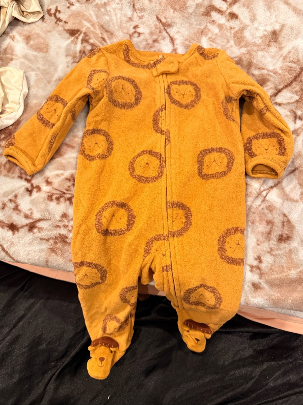 Carter's Mustard Lion Fleece One-Piece with Footies